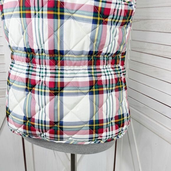 St. John’s Bay Plaid Full Zip Puffer Vest White Multi Medium - Picture 7 of 14
